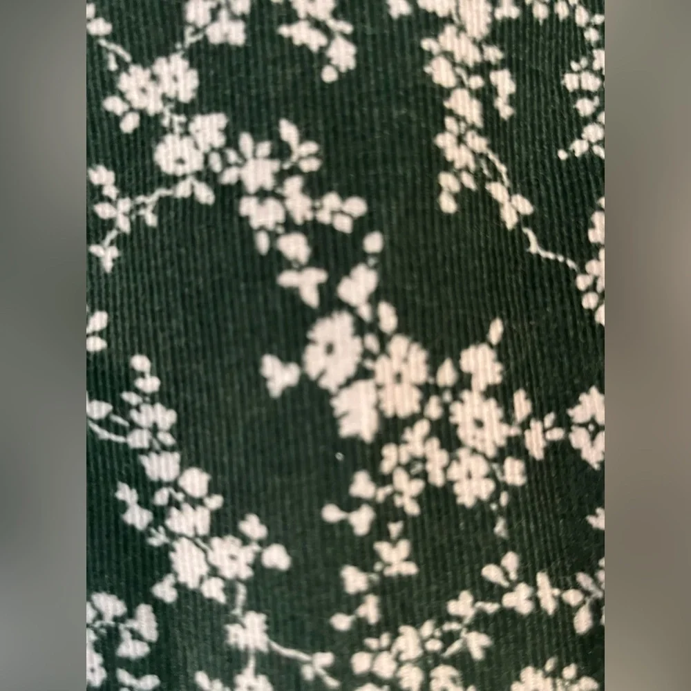 Gap Micro Corduroy Floral Green Girls Dress Tiered Fell Long Sleeves 12  New